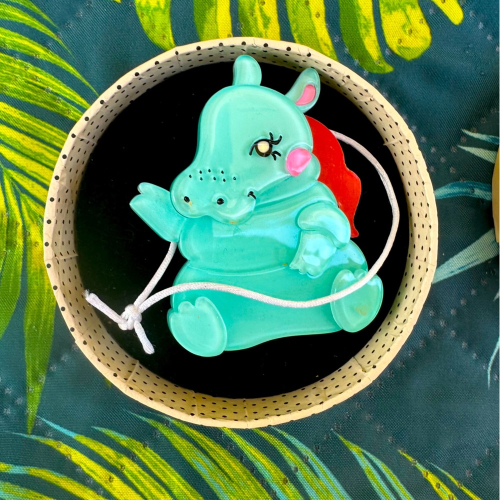 Kubu the Cutie Erstwilder waving hippo brooch